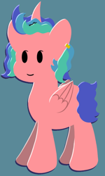 Size: 542x906 | Tagged: safe, alternate version, artist:kosmiktym, oc, oc:bounded-time, pony, blue background, simple background, solo, wings