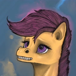 Size: 4067x4089 | Tagged: safe, artist:ptichnick, scootaloo, pegasus, pony, g4, bust, female, mare, portrait, smiling, solo, teeth