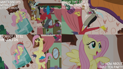 Size: 2000x1125 | Tagged: safe, edit, edited screencap, editor:quoterific, screencap, discord, fluttershy, discordant harmony, g4, discord's house, fluttershy suit