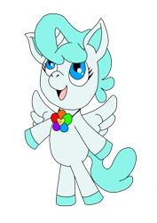 Size: 1000x1414 | Tagged: safe, artist:zetikoopa, alicorn, pony, chibi, craftycorn, cute, female, mare, poppy playtime, rainbow of light, simple background, smiling critters, solo, transparent background