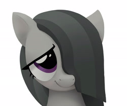 Size: 2450x2048 | Tagged: safe, artist:mandumustbasukanemen, marble pie, earth pony, pony, g4, bust, cute, daaaaaaaaaaaw, female, hair over one eye, high res, looking at you, marblebetes, mare, portrait, simple background, smiling, solo, when she smiles, white background
