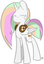 Size: 582x848 | Tagged: safe, oc, oc only, oc:cocoa beatz, alicorn, pony, :|, alicorn oc, commission, female, folded wings, freckles, headphones, horn, lidded eyes, mare, simple background, solo, standing, transparent background, wings