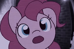 Size: 600x400 | Tagged: safe, artist:another_pony, pinkie pie, earth pony, g4, :o, animated, camera, cute, diapinkes, frame by frame, offscreen character, open mouth, ponified animal photo, pov, solo, sound, squee, webm