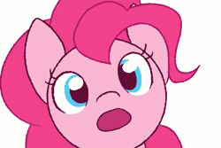 Size: 600x400 | Tagged: safe, alternate version, artist:another_pony, pinkie pie, earth pony, pony, g4, :o, animated, cute, diapinkes, female, frame by frame, gif, mare, offscreen character, open mouth, ponified animal photo, ponk, pov, simple background, solo, white background