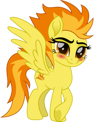 Size: 1233x1600 | Tagged: safe, artist:cloudy glow, spitfire, pegasus, pony, g4, blushing, female, mare, simple background, solo, spread wings, transparent background, wings