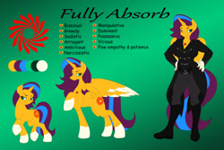 Size: 1500x1004 | Tagged: safe, artist:miniferu, oc, oc only, oc:fully absorb, alicorn, unicorn, anthro, plantigrade anthro, boots, clothes, commission, female, gradient background, jewelry, pendant, reference sheet, shoes, solo