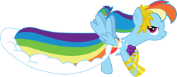 Size: 6899x3000 | Tagged: safe, artist:cloudy glow, rainbow dash, pegasus, pony, g4, suited for success, .ai available, clothes, dress, female, gala dress, mare, simple background, solo, spread wings, transparent background, vector, wings