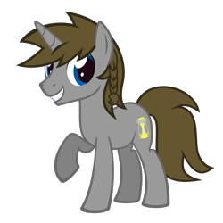 Size: 1406x1406 | Tagged: safe, artist:the smiling pony, oc, oc only, oc:disty, pony, unicorn, g4, .svg available, blue eyes, brown mane, brown tail, horn, looking at you, male, show accurate, simple background, smiling, smiling at you, stallion, svg, tail, transparent background, unicorn oc, vector