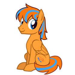 Size: 1406x1406 | Tagged: safe, artist:the smiling pony, oc, oc only, oc:cold front, pegasus, pony, g4, .svg available, blue eyes, feathered wings, folded wings, looking at you, male, pegasus oc, show accurate, simple background, sitting, smiling, smiling at you, stallion, svg, tail, transparent background, two toned mane, two toned tail, vector, wings