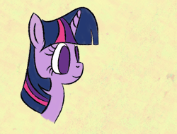Size: 1880x1428 | Tagged: safe, artist:purppone, twilight sparkle, pony, unicorn, g4, animated, blinking, excited, frame by frame, head only, open mouth, open smile, smiling, solo, traditional animation, unicorn twilight