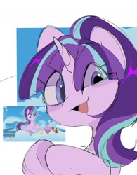 Size: 1433x1839 | Tagged: safe, artist:panrcillo_jelly, starlight glimmer, pony, unicorn, g4, the cutie re-mark, bust, clapping, eye clipping through hair, looking at you, open mouth, s5 starlight, scene interpretation, screencap reference, simple background, smiling, smirk, solo, starlight says bravo