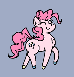 Size: 347x360 | Tagged: safe, artist:blex, pinkie pie, earth pony, pony, g4, black outlines, chest fluff, colored, colored hooves, drawpile, eyes closed, pixel-crisp art, ponk, simple background, smiling, solo, trotting, walking