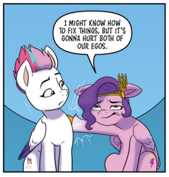 Size: 391x409 | Tagged: safe, idw, official comic, pipp petals, zipp storm, pegasus, pony, g5, spoiler:comic, spoiler:g5comic, spoiler:g5comic20, comic, dialogue, duo, female, mare, royal sisters (g5), siblings, sisters