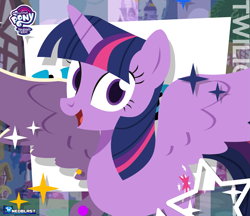 Size: 2063x1779 | Tagged: safe, artist:neoblastonda, twilight sparkle, alicorn, pony, g4, female, hasbro, hasbro logo, logo, mare, solo, spread wings, twilight sparkle (alicorn), wings