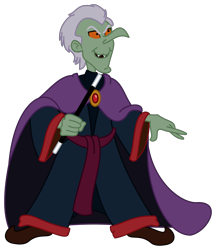 Size: 2571x2975 | Tagged: safe, artist:mlgtrap, beezen, g1, g4, cape, clothes, g1 to g4, generation leap, green skin, grey hair, high res, magic wand, orange eyes, simple background, solo, transparent background, vector