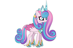 Size: 3200x2100 | Tagged: safe, artist:snowwind69, princess flurry heart, alicorn, pony, g4, base used, colored wings, concave belly, crown, curved horn, eyelashes, female, high res, hoof shoes, horn, jewelry, long horn, long mane, mare, older, older flurry heart, peytral, princess shoes, regalia, simple background, slender, solo, thin, two toned wings, white background, wings