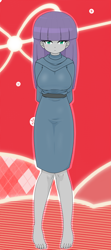 Size: 1807x4056 | Tagged: safe, alternate version, artist:batipin, maud pie, human, equestria girls, g4, arm behind back, breasts, busty maud pie, feet, looking at you, missing shoes