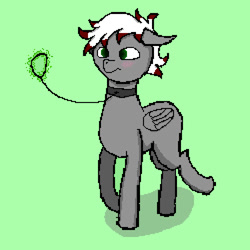 Size: 1000x1000 | Tagged: safe, artist:synaks, oc, oc only, oc:synaks, pegasus, pony, blushing, collar, floppy ears, green background, green eyes, leash, pixel art, simple background, solo