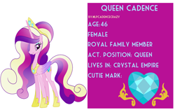 Size: 1024x643 | Tagged: safe, artist:mlpcadencecrazy, princess cadance, alicorn, pony, g4, base used, crown, eyeshadow, female, hoof shoes, jewelry, makeup, mare, older, older princess cadance, peytral, princess shoes, regalia, simple background, slender, solo, tall, thin, white background