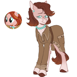 Size: 1000x1000 | Tagged: safe, artist:kazmuun, cathy o'marea, earth pony, pony, series:kazmuun's drawing every pony, g4, alternate design, blush lines, blushing, catherine o'hara, clothes, colored eyelashes, colored pinnae, ear piercing, earring, female, fetlock tuft, gradient legs, gradient mane, gradient tail, jewelry, kate mccallister, leg fluff, looking at you, mare, necklace, piercing, redesign, screencap reference, simple background, solo, standing, tail, teal eyelashes, transparent background, trenchcoat