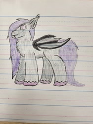 Size: 4000x3000 | Tagged: safe, artist:volk204, bat pony, lined paper, solo, traditional art