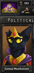 Size: 226x476 | Tagged: source needed, safe, artist:printik, abyssinian king, abyssinian, equestria at war mod, g4, bust, cape, clothes, crown, flag, jewelry, portrait, regalia, teaser, torn ear