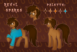 Size: 5510x3700 | Tagged: safe, artist:vatutina, oc, oc only, oc:revol sparks, earth pony, pony, adult blank flank, blank flank, brown eyes, brown fur, brown mane, brown tail, clothes, earth pony oc, glasses, male, reference sheet, solo, stallion, stallion oc, tail