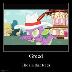 Size: 500x500 | Tagged: safe, artist:herostalker, edit, edited screencap, screencap, spike, dragon, g4, secret of my excess, avarice, greed, greed spike, greedy, hat, male, solo, tongue out