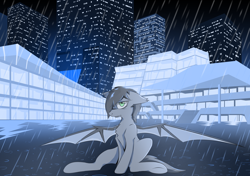 Size: 1700x1200 | Tagged: safe, artist:hovawant, oc, oc only, oc:hovawant, building, city, night, rain, solo