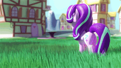 Size: 1920x1080 | Tagged: safe, artist:vandercat, starlight glimmer, pony, unicorn, g4, 3d, animated, blender, blender cycles, butt, butt shake, featureless crotch, female, looking at you, looking back, looking back at you, looking up, mare, plot, rear view, smiling, solo, sound, webm