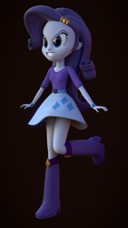 Size: 1080x1920 | Tagged: safe, artist:palmman529, rarity, human, equestria girls, g4, 3d, belt, boots, clothes, elements of disharmony, evil counterpart, evil smile, female, greed, grin, high heel boots, raised leg, shirt, shoes, skirt, smiling, solo, source filmmaker