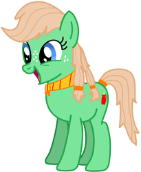 Size: 4011x4899 | Tagged: safe, oc, oc only, oc:applestrudel, earth pony, pony, bandana, female, freckles, mare, simple background, smiling, solo, transparent background