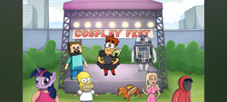 Size: 2400x1080 | Tagged: safe, twilight sparkle, g4, clothes, cosplay, costume, homer simpson, meet arnold, steve, the simpsons