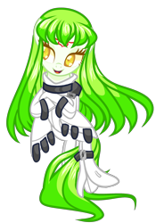 Size: 2212x3152 | Tagged: safe, artist:anno酱w, earth pony, pony, base used, c.c., code geass, crossed arms, crossed hooves, high res, looking away, open mouth, open smile, ponified, simple background, smiling, solo, straitjacket, transparent background