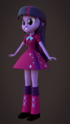 Size: 1080x1920 | Tagged: safe, artist:palmman529, twilight sparkle, human, equestria girls, g4, 3d, anti-magic, boots, clothes, elements of disharmony, evil counterpart, evil smile, female, grin, high heel boots, shirt, shoes, skirt, smiling, solo, source filmmaker