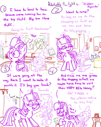 Size: 4779x6013 | Tagged: safe, artist:adorkabletwilightandfriends, spike, twilight sparkle, oc, oc:pinenut, alicorn, cat, comic:adorkable twilight and friends, g4, adorkable, adorkable twilight, book, comic, cute, dork, happy, key, kitchen, laughing, magic, notebook, playful, sink, slice of life, that pony sure does love books, twilight sparkle (alicorn), window