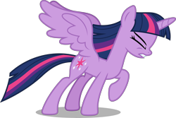 Size: 8000x5334 | Tagged: safe, artist:fruft, twilight sparkle, alicorn, pony, g4, shadow play, eyes closed, female, gritted teeth, mare, raised hoof, simple background, solo, spread wings, teeth, transparent background, twilight sparkle (alicorn), vector, wings