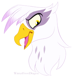 Size: 1279x1331 | Tagged: safe, artist:winterfrostdragon, gilda, griffon, g4, bust, female, open mouth, portrait, signature, simple background, solo, transparent background