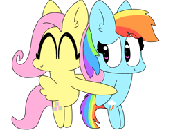 Size: 1024x768 | Tagged: safe, artist:milathefoxcutie13647, fluttershy, rainbow dash, pegasus, g4, duo, duo female, female, simple background, white background