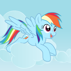 Size: 768x768 | Tagged: safe, artist:carlitos560, rainbow dash, pegasus, pony, g4, cloud, female, lying down, lying on a cloud, mare, on a cloud, solo