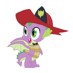 Size: 341x339 | Tagged: safe, artist:selenaede, artist:user15432, spike, dragon, g4, base used, clothes, coat, costume, firefighter, firefighter helmet, halloween, halloween costume, helmet, holiday, male, open mouth, open smile, simple background, smiling, solo, transparent background, uniform, winged spike, wings