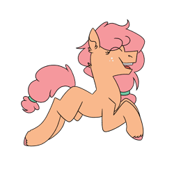 Size: 1080x1080 | Tagged: safe, artist:fuckomcfuck, oc, oc only, oc:apple custard pie, earth pony, pony, freckles, hair tie, magical lesbian spawn, offspring, parent:applejack, parent:pinkie pie, parents:applepie, simple background, solo, tail tie, transparent background