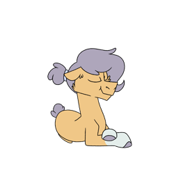 Size: 1080x1080 | Tagged: safe, artist:fuckomcfuck, oc, oc only, oc:max, earth pony, pony, hair tie, lying down, magical lesbian spawn, offspring, parent:applejack, parent:rarity, parents:rarijack, simple background, solo, transparent background