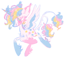 Size: 1500x1337 | Tagged: safe, artist:peaceandlove26, oc, oc only, oc:dreamie (webkinzworldz), alicorn, 2021, ahoge, alicorn oc, big ears, big eyes, blank flank, blaze (coat marking), cheek fluff, coat markings, colored eartips, colored horn, colored wings, dots, double tail, ear fluff, ear tufts, eyelashes, facial markings, flying, horn, leg fluff, leonine tail, long horn, lying down, multicolored eyes, multiple tails, neck fluff, nonbinary, nonbinary oc, old art, open mouth, profile, sharp teeth, simple background, sitting, smiling, socks (coat markings), solo, sparkly mane, sparkly tail, stars, striped horn, tail, tail fluff, teeth, transgender, transgender oc, two tails, two toned wings, unicorn horn, white background, white coat, wings