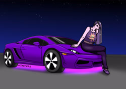 Size: 3484x2480 | Tagged: safe, artist:edhendraw, artist:sandypeacebringer, princess celestia, human, equestria girls, g4, car, lamborghini, night, solo, vehicle