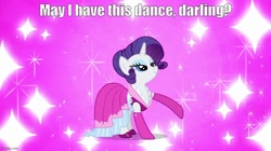 Size: 888x499 | Tagged: safe, edit, edited screencap, screencap, rarity, pony, unicorn, g4, season 3, too many pinkie pies, bronybait, caption, clothes, darling, dress, female, horn, image macro, imgflip, mare, solo, text