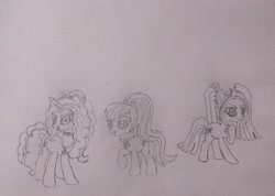 Size: 2221x1577 | Tagged: safe, artist:shinmegamitenseishy, adagio dazzle, aria blaze, sonata dusk, pony, rainbow rocks 10th anniversary, equestria girls, g4, my little pony equestria girls: rainbow rocks, drawing, ponified