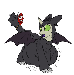 Size: 1614x1655 | Tagged: safe, artist:copycat, artist:theandymac, oc, oc:copycat, changedling, changeling, changedling oc, changeling oc, clothes, costume, how to train your dragon, nightmare night, simple background, toothless the dragon, transparent background, vore