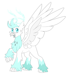 Size: 5370x5827 | Tagged: safe, artist:crazysketch101, oc, oc only, oc:shiver, hippogriff, pony, antlers, beak, commission, simple background, solo, transparent background, wings