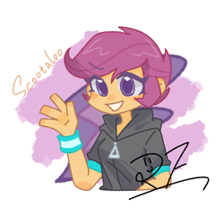 Size: 750x750 | Tagged: safe, artist:mofalangzhong60411, scootaloo, equestria girls, g4, solo